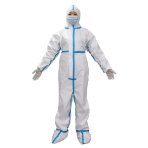 White medical disposable protective suit